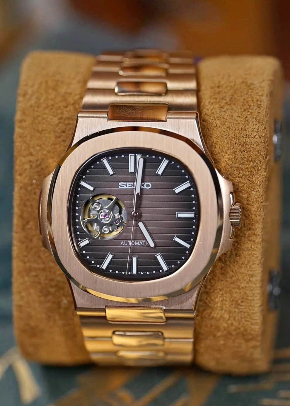 Seikotilus "Rose gold brown" NH35