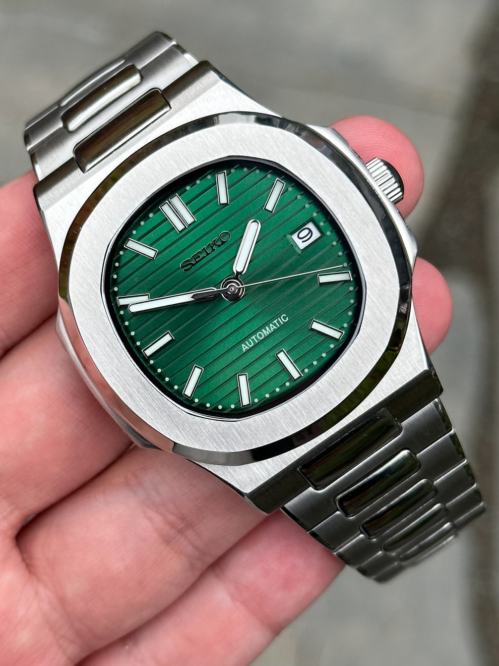 Seikotilus "Silver green" NH35