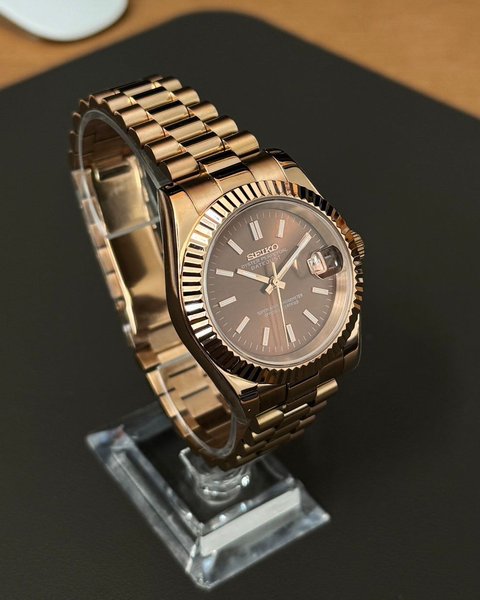 Seikojust "Rose gold brown" NH35