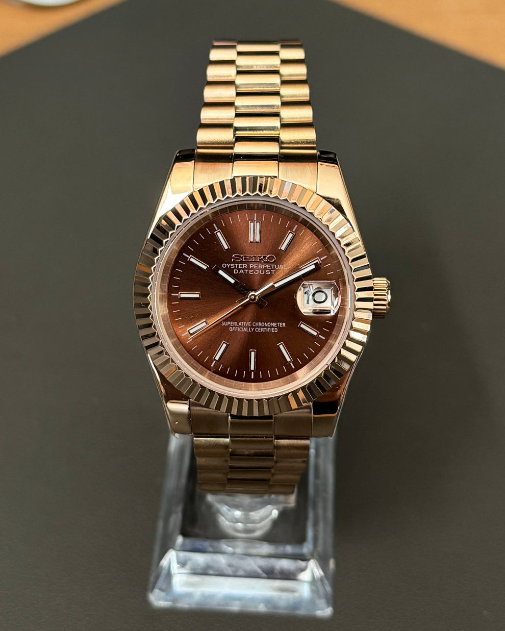 Seikojust "Rose gold brown" NH35
