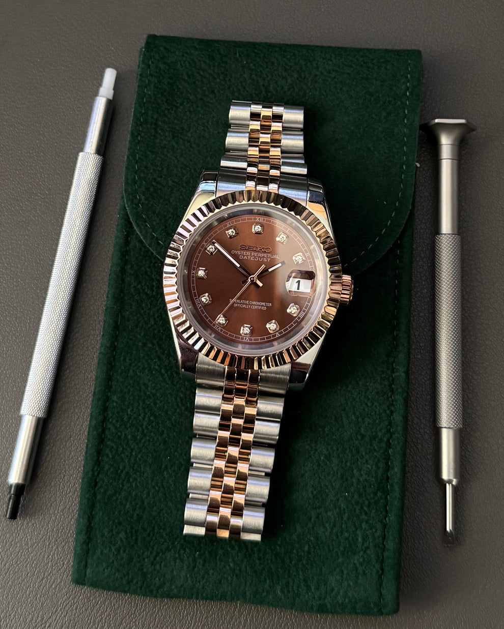 Seikojust "Two tone rose gold brown" NH35