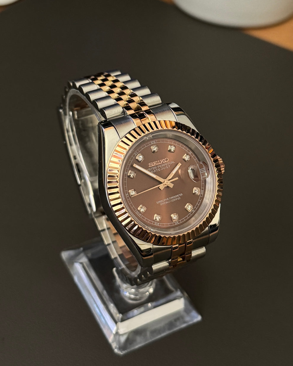 Seikojust "Two tone rose gold brown" NH35