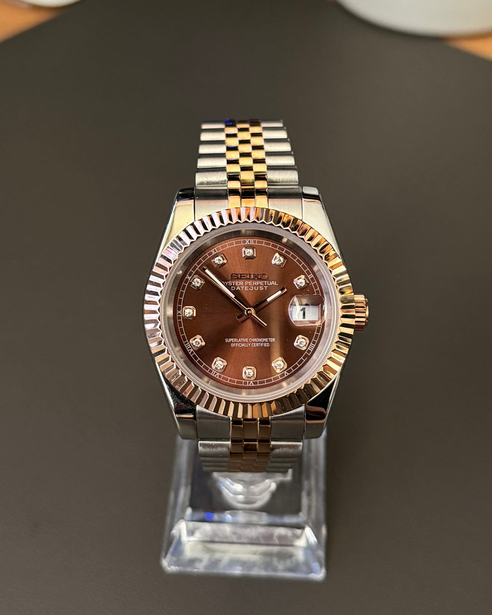 Seikojust "Two tone rose gold brown" NH35