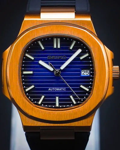 Seikotilus "Rose gold blue" NH35