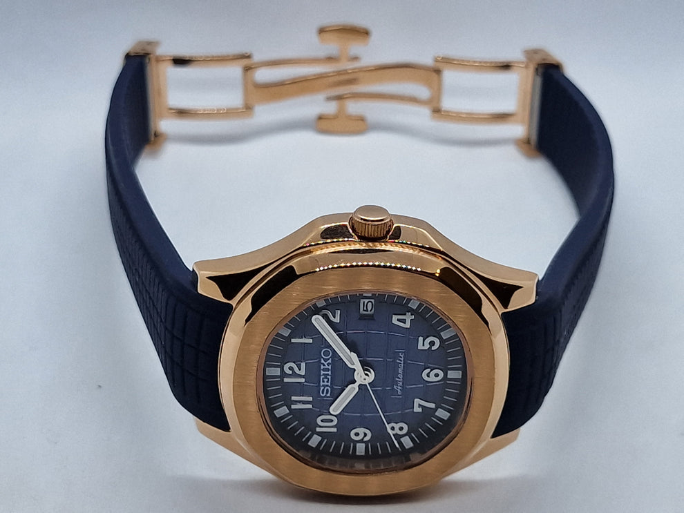 Seikotilus "Rose gold blue" NH35