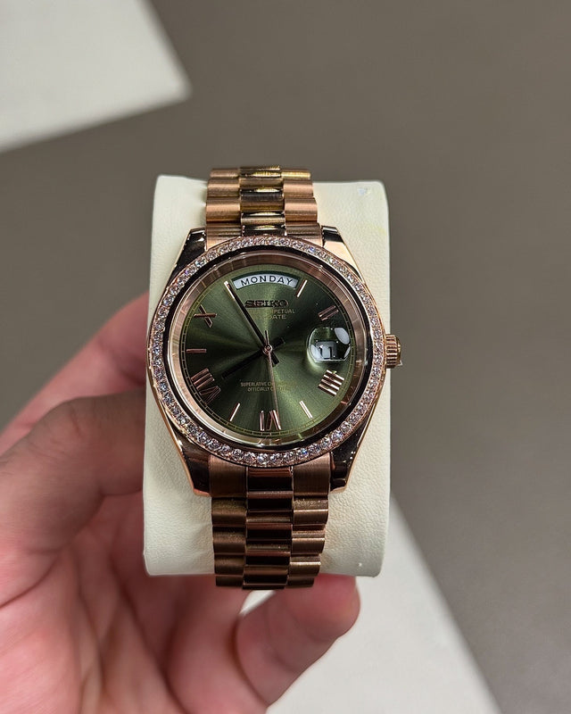 Seikodate "Rose gold olive diamonds" NH35
