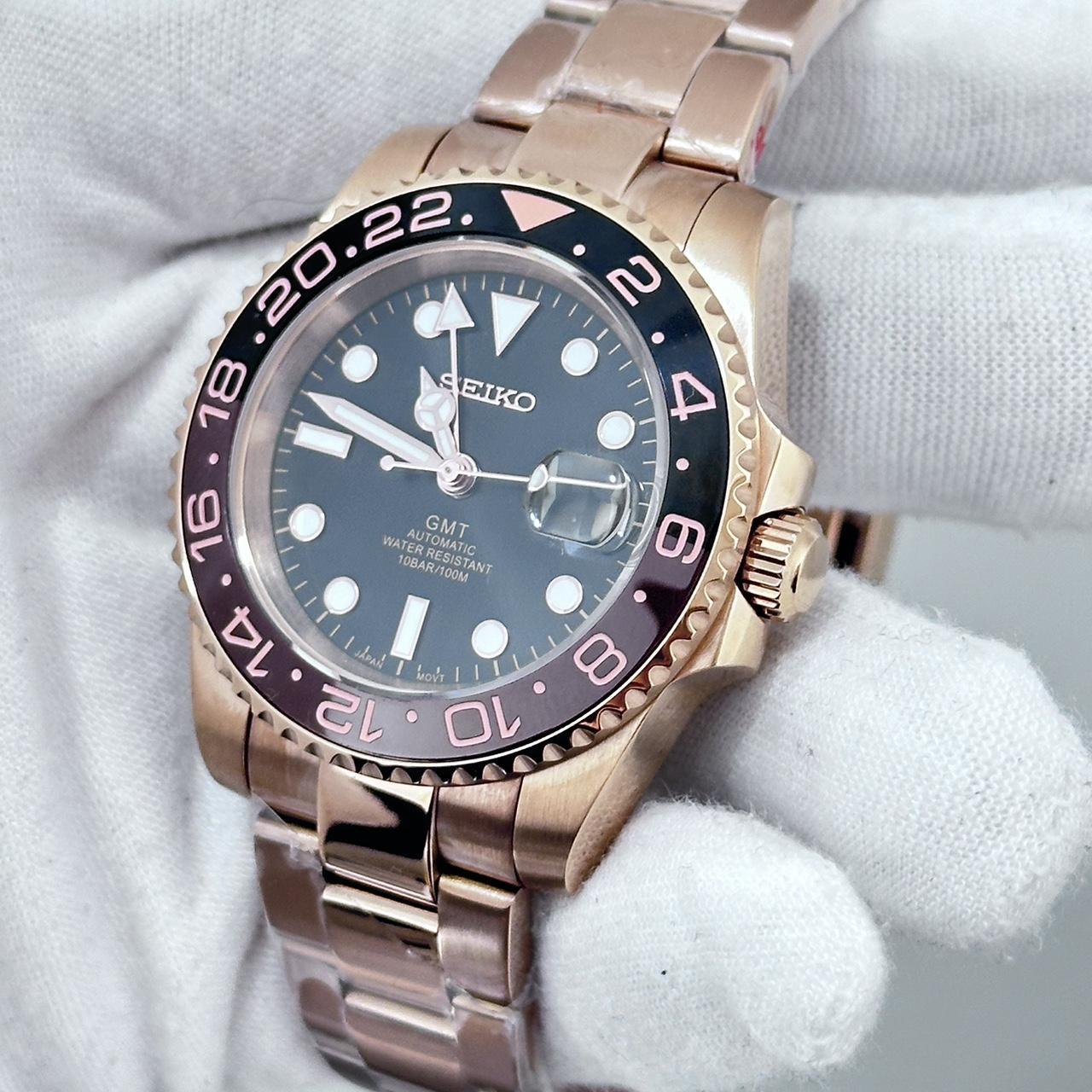 Seikomod GMT "Rose gold roottbeer oyster" NH34