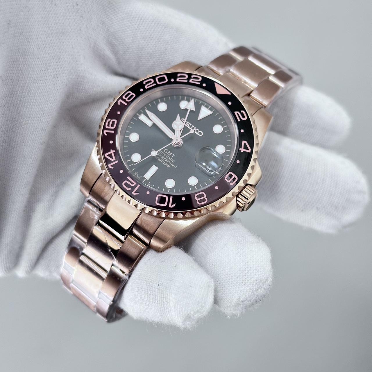Seikomod GMT "Rose gold roottbeer oyster" NH34