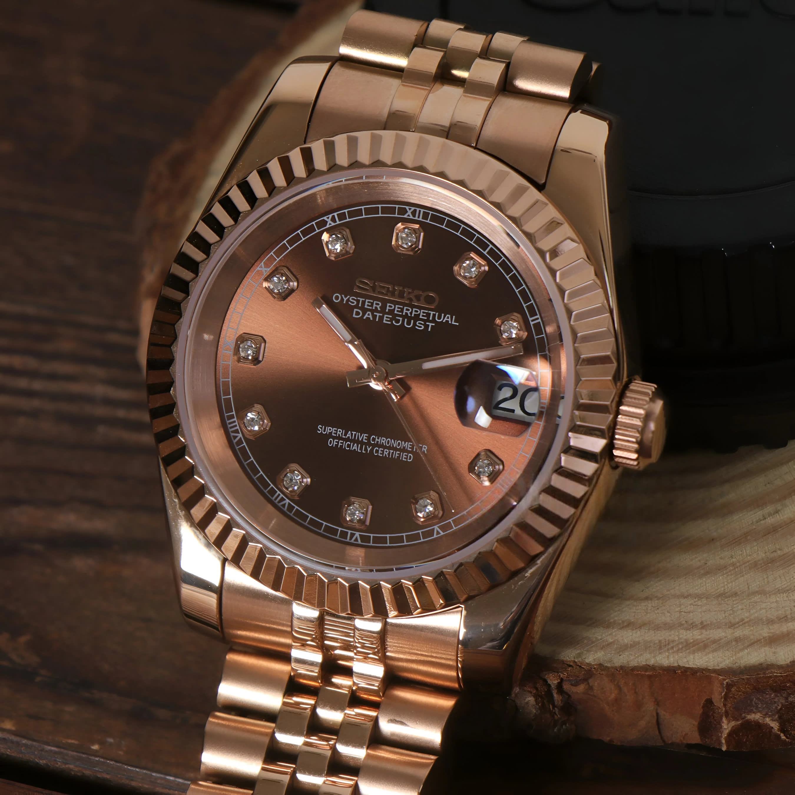 Seikojust "Rose gold brown" NH35